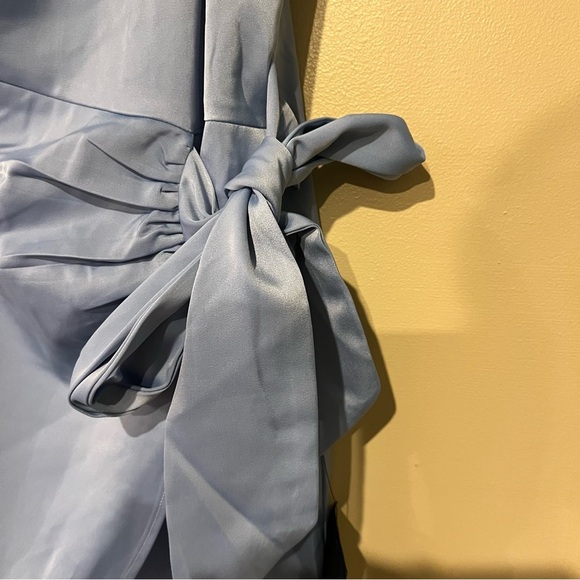 Lulus Meant To Be Together Light Blue Satin One Shoulder Mini Dress Size M - Picture 6 of 8
